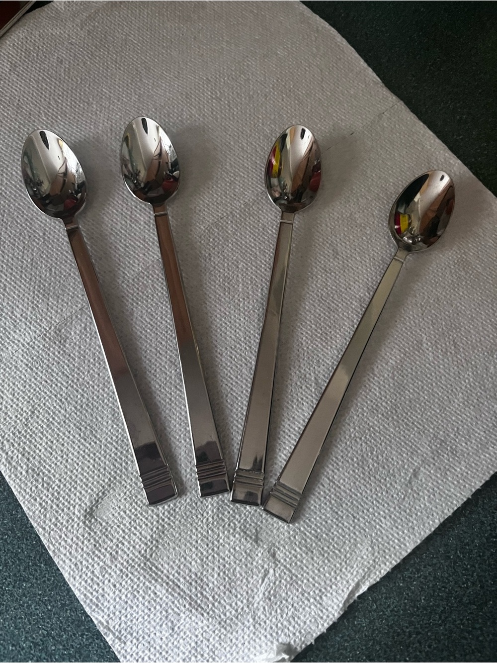 Lenox Long-Handle (4) Dessert Spoons - Silver Stainless 18/10